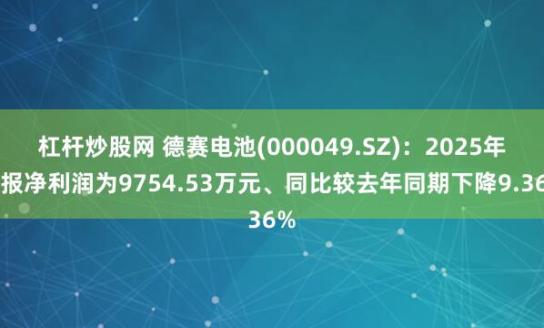杠杆炒股网 德赛电池(000049.SZ)：2025年中报净利润为9754.53万元、同比较去年同期下降9.36%